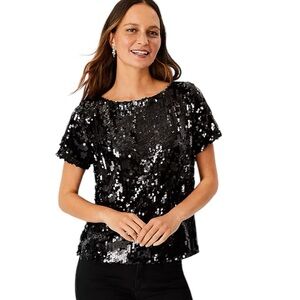 Ann Taylor Sequin Boatneck Tee